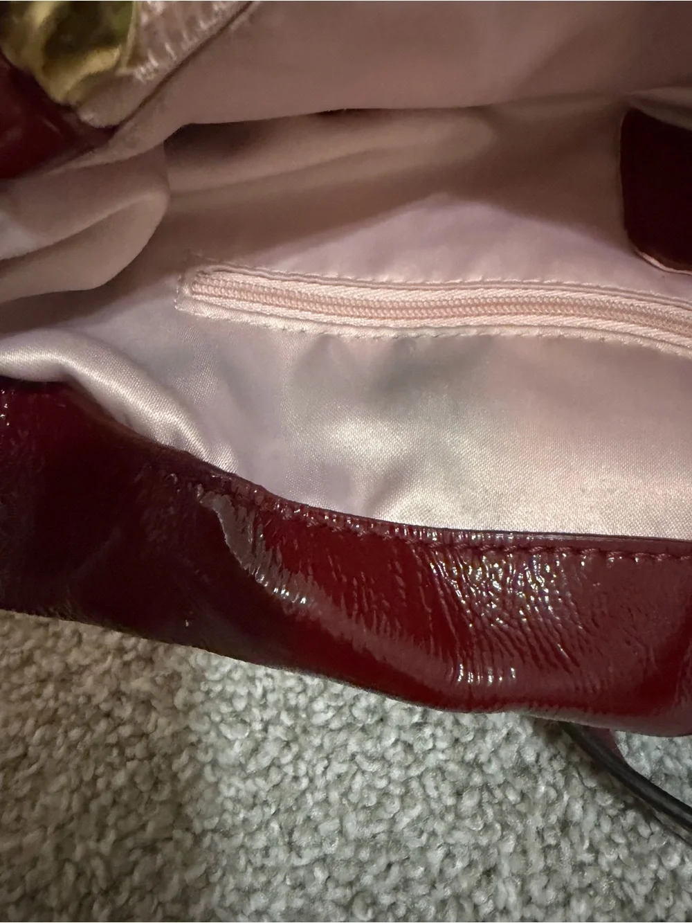 Coach Patent Shoulder Tote in Deep Burgundy